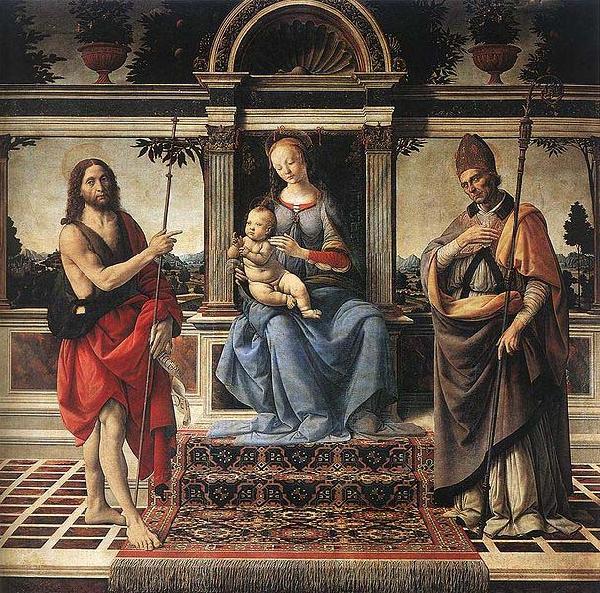 Andrea del Verrocchio Madonna with Sts John the Baptist and Donatus Cathedral of Pistoia Germany oil painting art